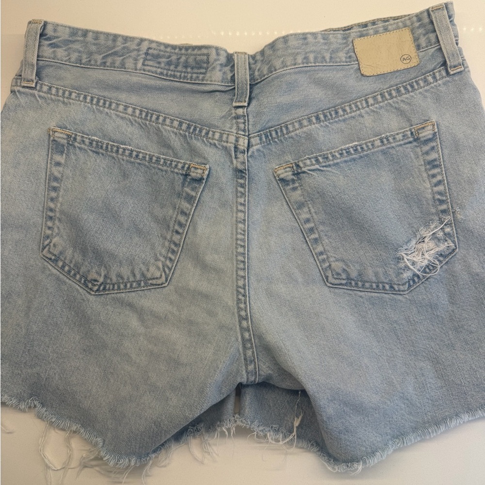 AG Adriano Goldschmied Light Blue Distressed Jean Shorts - Picture 4 of 7